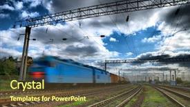  Presentation with train - Presentation theme having car powertrain - fast train rushes background and a tawny brown colored foreground