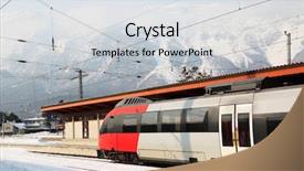  Presentation with modern gas station - Cool new presentation with car powertrain - modern train stops at station backdrop and a sky blue colored foreground