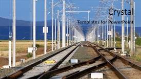  Presentation with railway tracks - Beautiful presentation theme featuring car powertrain - new railway tracks backdrop and a light blue colored foreground
