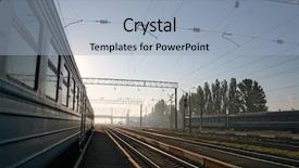  Presentation with train railway - Cool new presentation with car powertrain - railway station with a train backdrop and a light blue colored foreground