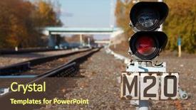  Presentation with traffic signal - Colorful presentation theme enhanced with car powertrain - traffic light shows red signal backdrop and a violet colored foreground