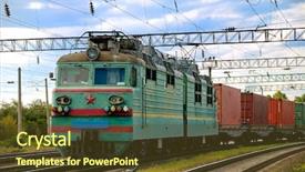  Presentation with red star - Colorful PPT theme enhanced with car powertrain - train with red star backdrop and a tawny brown colored foreground