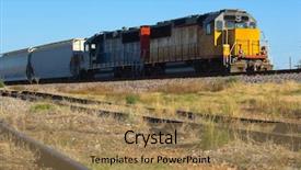 Presentation with tracks - Presentation theme enhanced with car powertrain - train with yellow engine background and a coral colored foreground