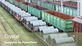  Presentation with rail transportation - Colorful PPT layouts enhanced with car powertrain - transportation of cargoes and metal backdrop and a mint green colored foreground