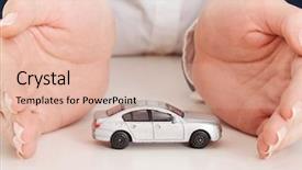  Presentation with car - Theme consisting of car protection by a businesswoman background and a coral colored foreground
