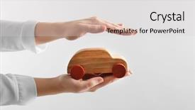  Presentation with eco friendly car concept - Slide deck featuring car protection concept female hand background and a light gray colored foreground