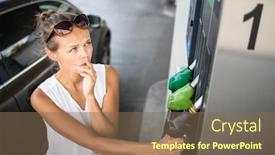  Presentation with gas station - Cool new PPT theme with car-pumping-gas-at-gas backdrop and a violet colored foreground