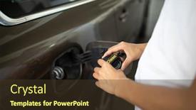  Presentation with fuel station - Slide set enhanced with car-pumping-gas-at-gas background and a tawny brown colored foreground