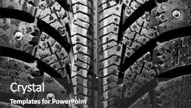  Presentation with tire - Presentation theme having car race track - close-up of new winter tire background and a dark gray colored foreground