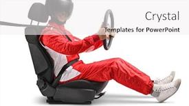  Presentation with car seat - Colorful presentation theme enhanced with car-racer-sitting backdrop and a white colored foreground