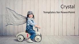  Presentation with driver - PPT layouts with car racing - little smiling driver in studio background and a lemonade colored foreground