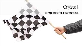  Presentation with checkered flag - Audience pleasing presentation theme consisting of car racing - studio shot of a male backdrop and a white colored foreground