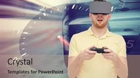  Presentation with virtual technology - PPT theme consisting of tachometer and street race background and a lemonade colored foreground