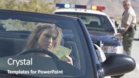 Presentation with traffic cop - Audience pleasing slide deck consisting of car reading ticket with traffic backdrop and a ocean colored foreground