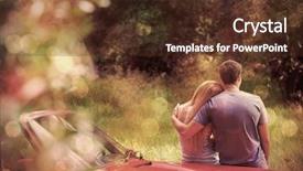  Presentation with love of nature - PPT layouts consisting of red car - loving couple admiring nature while background and a tawny brown colored foreground
