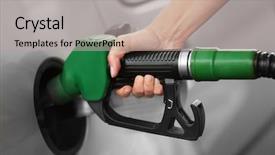  Presentation with petrol station - Slide deck with car refueling on petrol station background and a light gray colored foreground