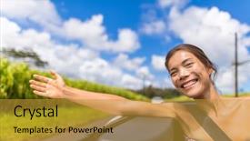  Presentation with road trip signs - Presentation having car road trip woman freedom background and a  colored foreground