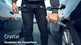  Presentation with hooligan - Amazing slide set having car-robber-holds-knife backdrop and a navy blue colored foreground