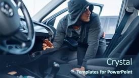  Presentation with capsule hotel takes a drug - Colorful presentation theme enhanced with car-robber-takes-the-wallet backdrop and a ocean colored foreground