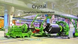  Presentation with tires - PPT theme enhanced with car robot - industrial space auto tires production background and a mint green colored foreground