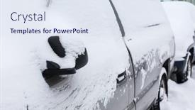  Presentation with winter storm - Slide deck featuring car-s-covered-with-fresh background and a sky blue colored foreground