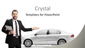  Presentation with digital car - Presentation enhanced with car-salesman-holding-a-digital background and a white colored foreground