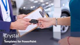  Presentation with dealership - Presentation theme featuring car-salesman-sells-a-car background and a tawny brown colored foreground