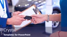  Presentation with salesman - PPT layouts featuring car-salesman-sells-a-car background and a navy blue colored foreground