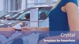  Presentation with salesman - Slide set with car-salesman-sells-a-car background and a ocean colored foreground