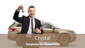  Presentation with suv - Audience pleasing slide deck consisting of car-salesman-showing-suv-keys backdrop and a coral colored foreground