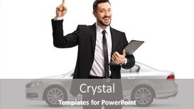  Presentation with salesman - Presentation consisting of car-salesman-standing-in-front background and a gray colored foreground