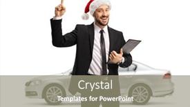  Presentation with salesman - Beautiful slide set featuring car-salesman-with-a-santa backdrop and a gray colored foreground