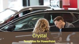  Presentation with salesperson - Audience pleasing presentation theme consisting of car salesperson discussing with female backdrop and a tawny brown colored foreground
