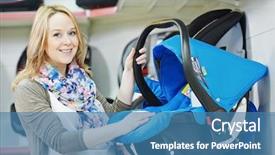  Presentation with car seat - Presentation with car seat for newborn baby background and a teal colored foreground