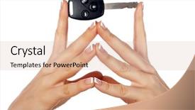  Presentation with car security system - Presentation with car security system - hands holding an automobile key background and a lemonade colored foreground