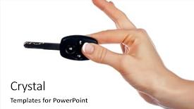  Presentation with car security system - Cool new presentation theme with car security system - hands holding an automobile key backdrop and a  colored foreground