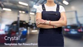  Presentation with repair shop - Audience pleasing theme consisting of car-service-job-and-profession backdrop and a wine colored foreground