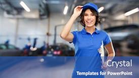  Presentation with repair shop - PPT layouts with car-service-job-and-profession background and a ocean colored foreground