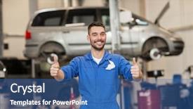  Presentation with mechanic car service repair maintenance - Beautiful presentation design featuring car service repair maintenance gesture backdrop and a ocean colored foreground