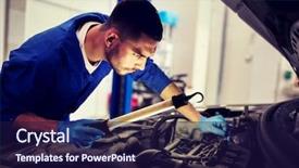  Presentation with mechanic car service repair maintenance - Presentation design consisting of service repair maintenance and people background and a wine colored foreground