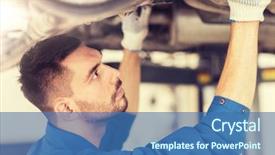  Presentation with mechanic car service repair maintenance - PPT layouts with lift motor - car service repair maintenance background and a ocean colored foreground