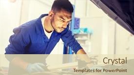  Presentation with mechanic car service repair maintenance - Theme enhanced with service repair maintenance and people background and a soft green colored foreground