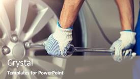  Presentation with mechanic car service repair maintenance - Presentation design featuring people concept - auto mechanic man background and a gray colored foreground