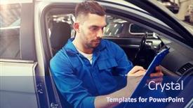  Presentation with mechanic car service repair maintenance - Beautiful presentation design featuring car-service-repair-maintenance backdrop and a navy blue colored foreground