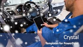  Presentation with mechanic car service repair maintenance - PPT theme enhanced with car service repair technology maintenance background and a ocean colored foreground