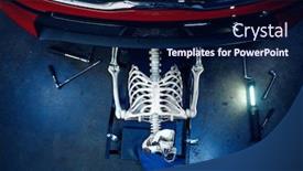  Presentation with car service - Cool new slide deck with car-service-station-problematic-vehicle backdrop and a navy blue colored foreground