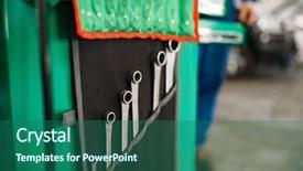  Presentation with car service - Audience pleasing slides consisting of car service tool box spanners backdrop and a ocean colored foreground