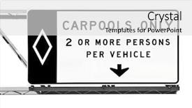  Presentation with freeway - Presentation theme enhanced with car sharing - overhead freeway carpool only sign background and a light gray colored foreground