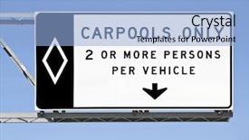  Presentation with freeway - Presentation theme consisting of car sharing - overhead freeway carpool only sign background and a light blue colored foreground