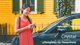  Presentation with travel app - Cool new presentation with car-sharing-mobile-phone-tech backdrop and a ocean colored foreground